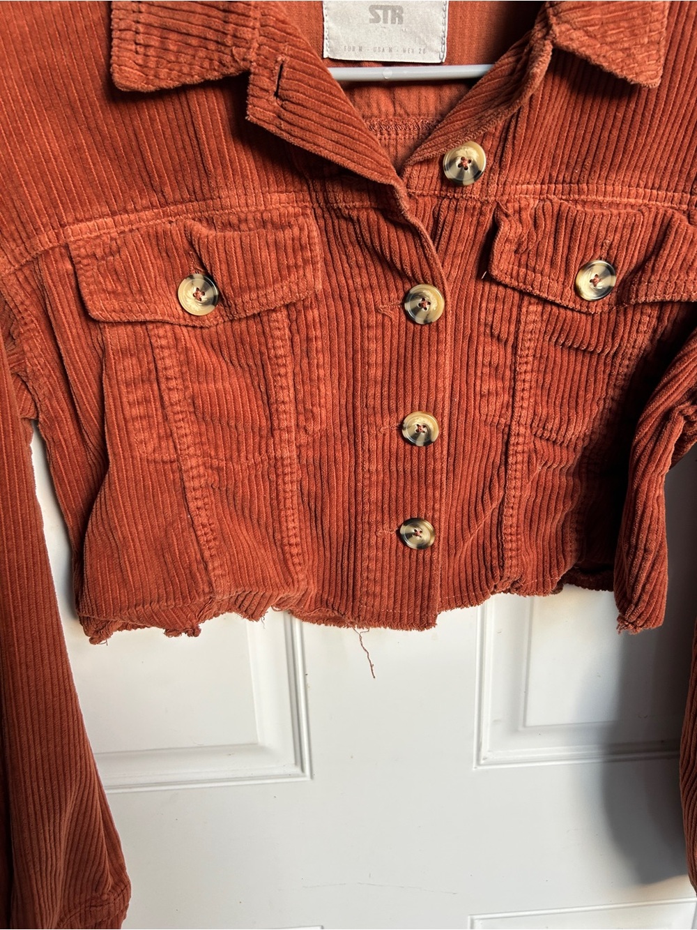 Cropped Corduroy Jacket - Rust Orange - Picture 3 of 4